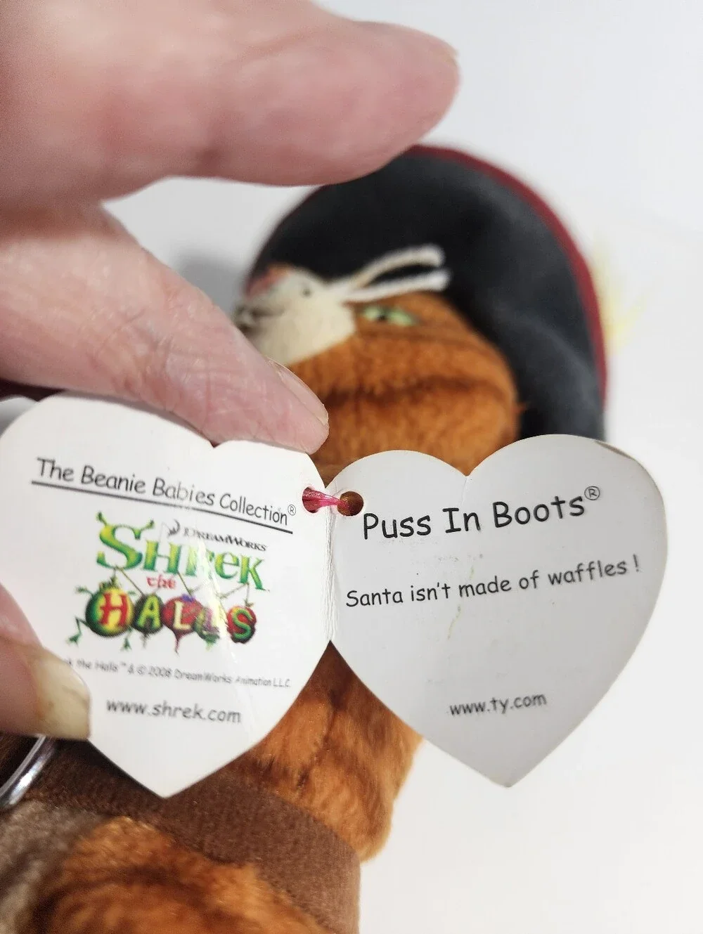 Ty Plush Puss in Boots Cat Toy From Shrek The Halls.